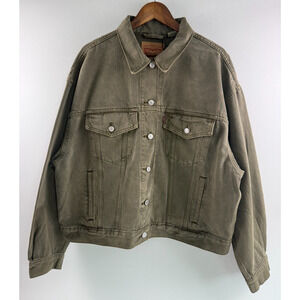 Levi's Women 90s Trucker Cotton Relaxed Fit Jeans Jacket Green Size XXL